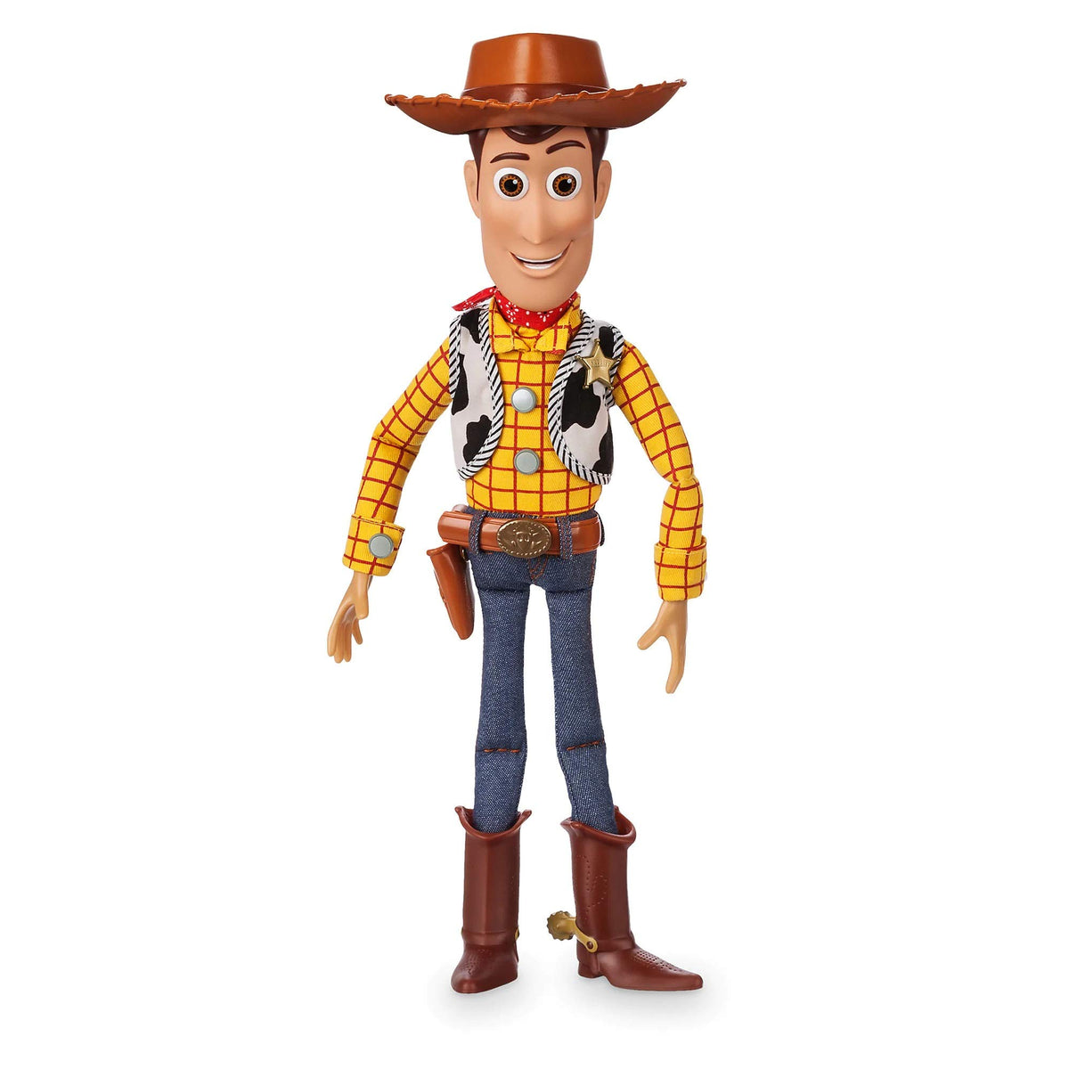 Disney Store Woody pull-string phrases enhance interactive storytelling.