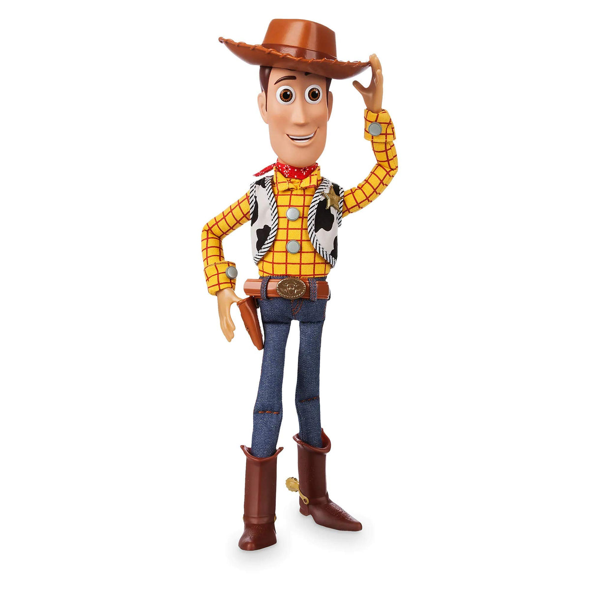 Disney Store Woody soft body design combines huggable feel with durability.