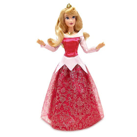 Disney Store Aurora doll with golden necklace for refined accessory play.