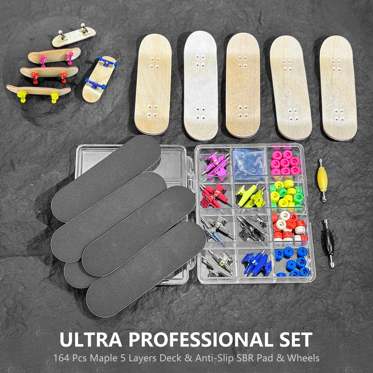 DisplayMore multicolor wheels enable smooth rolling and varied spin for practice.