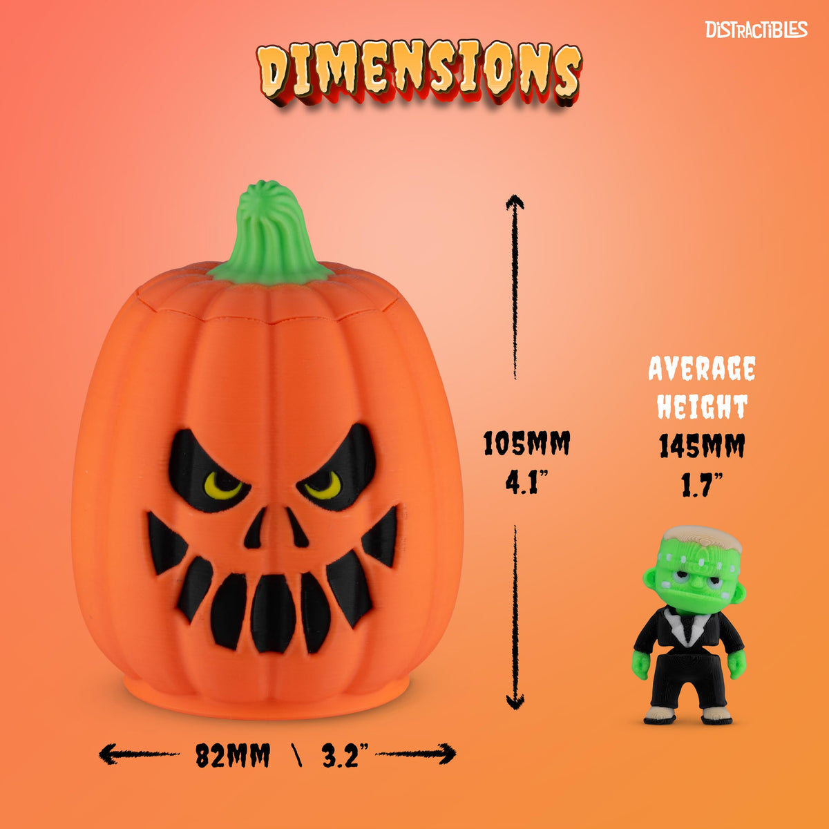 Random pumpkin lid from Distractibles Spooky Mystery Box adds collectible storage flair.