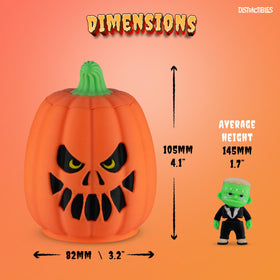Random pumpkin lid from Distractibles Spooky Mystery Box adds collectible storage flair.