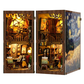 Ditila Book Nook Starry Night diorama with LED lights enhances bookshelf ambiance