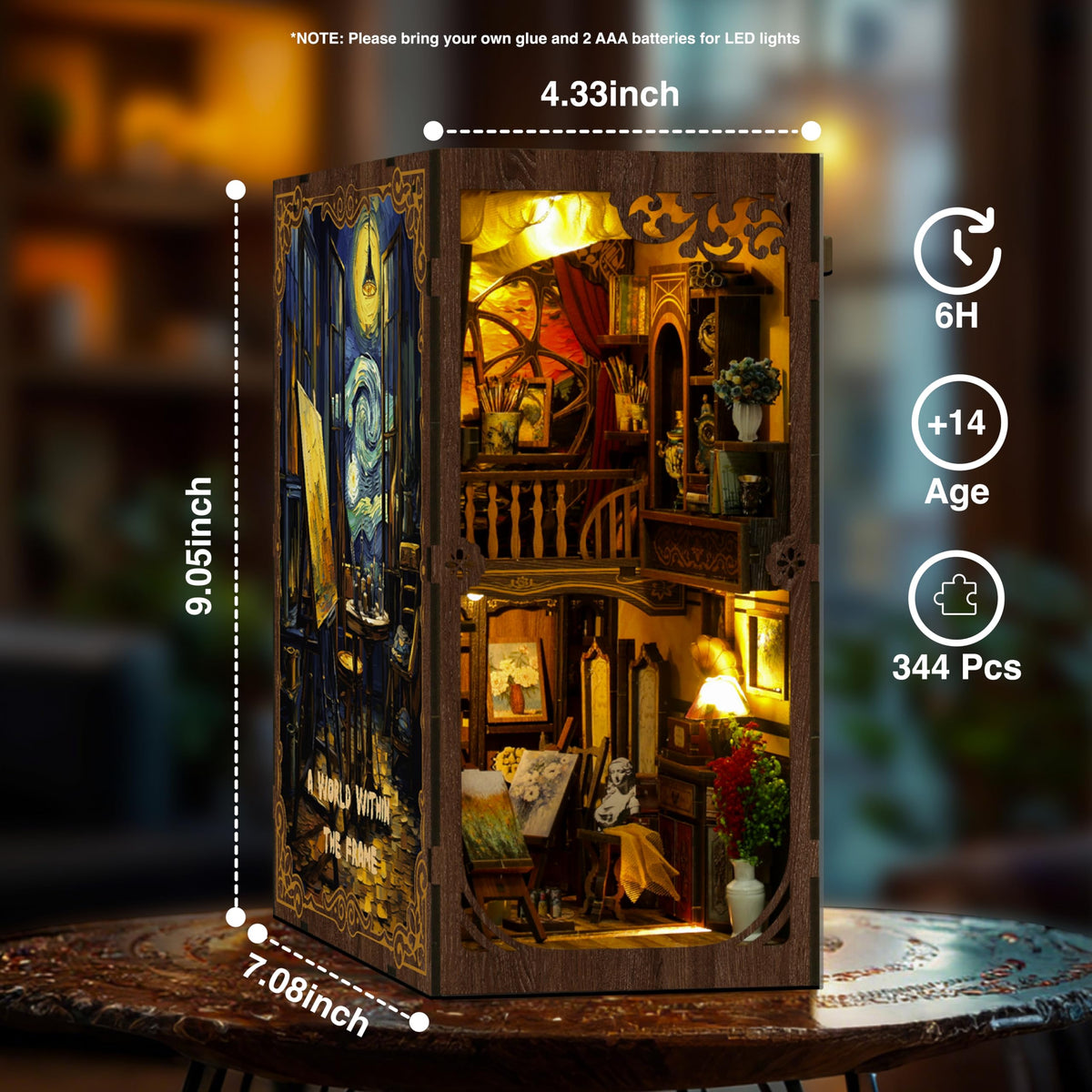Ditila Glowing diorama on a shelf creates a warm, artful centerpiece