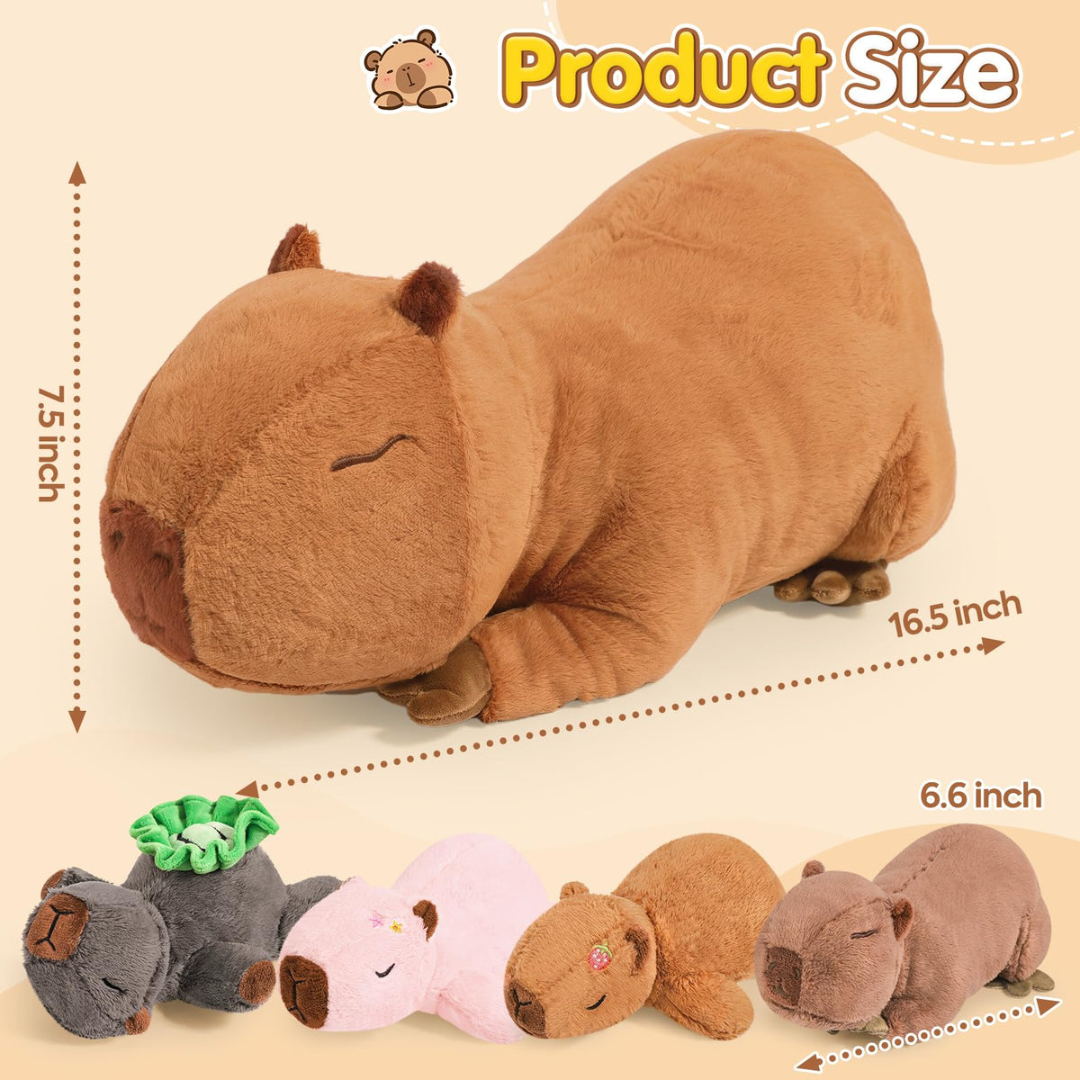 Ditucu capybara baby plush 6.6 inch, second tiny friend for imaginative play