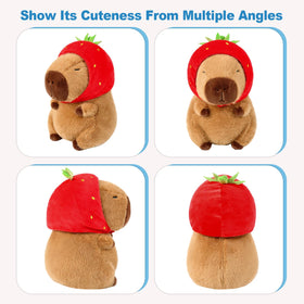 Ditucu capybara plush decorates sofa or car interior.