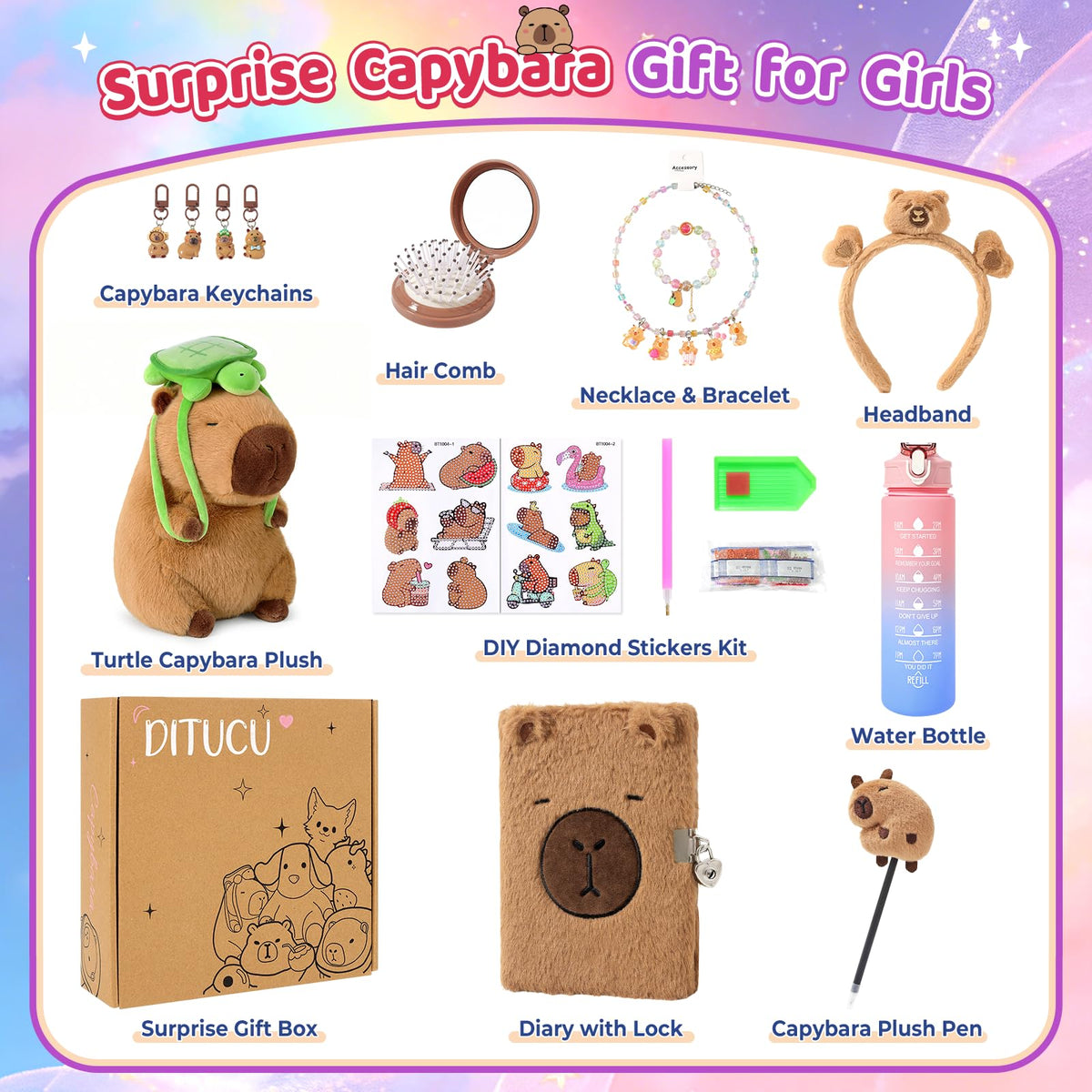 Ditucu Capybara Water Bottle 750ml: durable hydration on adventures.