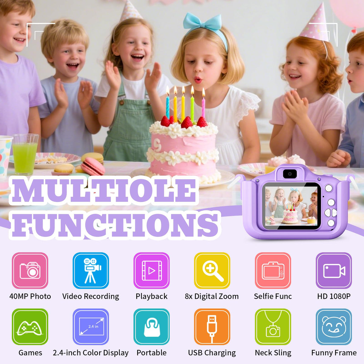 DITUPAN Kids Camera silicone case emphasizes durability and safe grip
