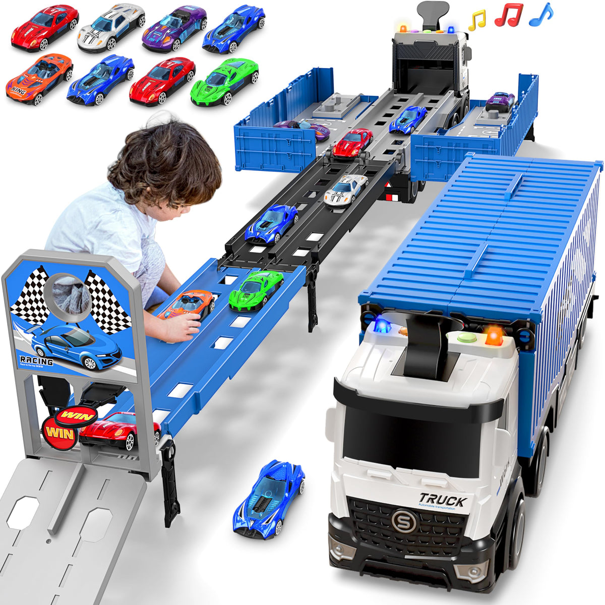 Diuerma Carrier Truck Race Track Foldable 3-Layer for portable play and storage.