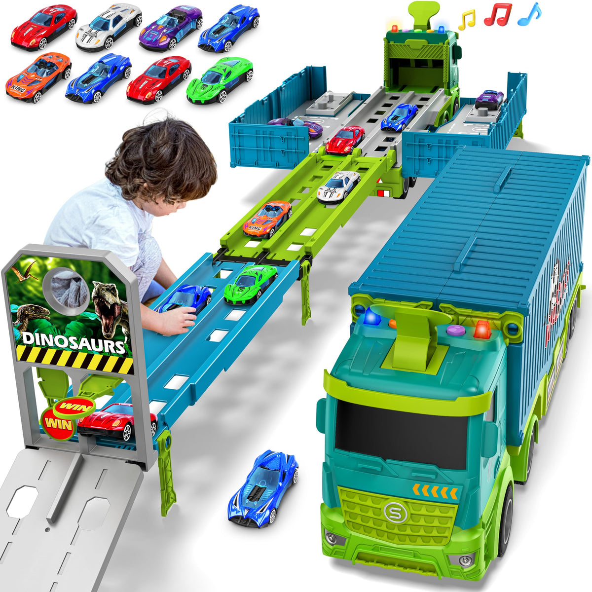 Diuerma carrier truck race track foldable 3-layer setup enhances portable playtime