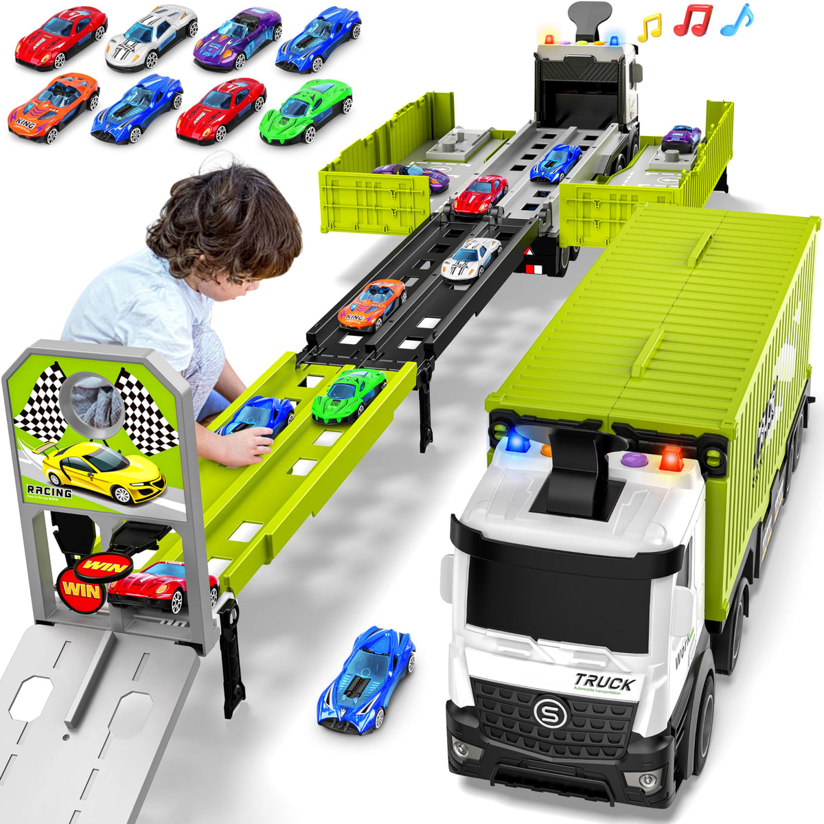 Diuerma carrier truck race track foldable design for easy storage and on-the-go play