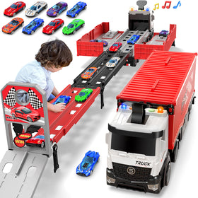 Diuerma carrier truck track foldable 3-layer playset fuels imaginative racing adventures at home.