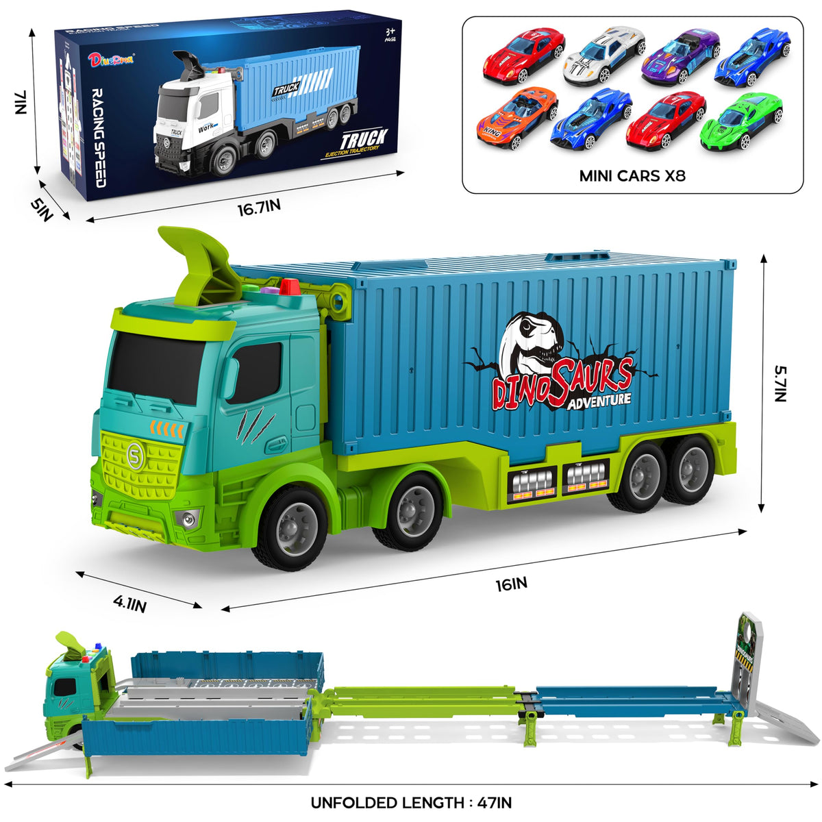 Diuerma dinosaur transport truck with catapult for action-packed play