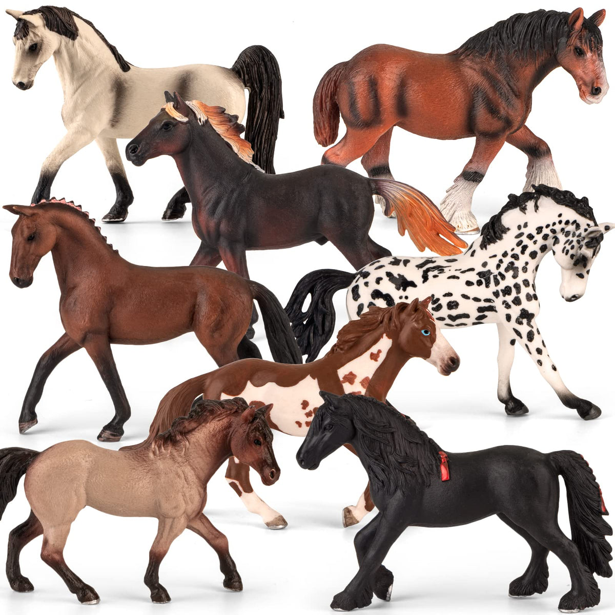 Divwa 8-piece horse figure set front view for imaginative play