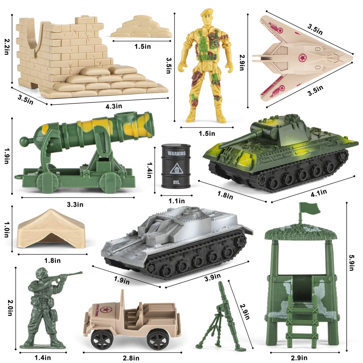 Divwa Army base with tanks and trucks for dynamic play scenarios.