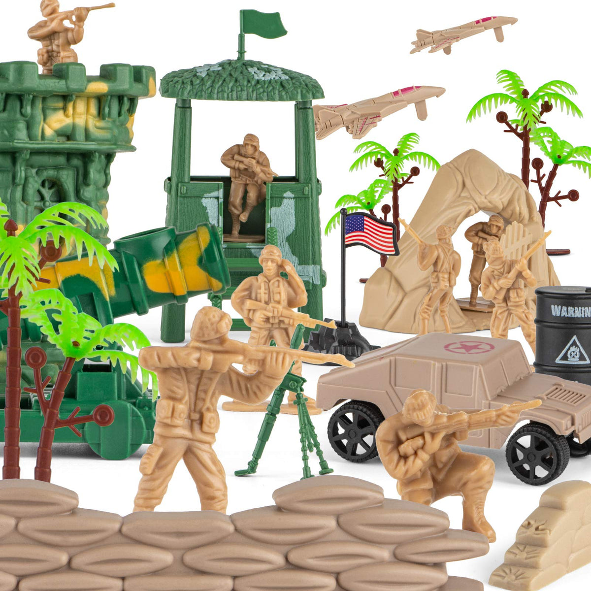 Divwa Army bunkers and sandbags for defensive fortification play.