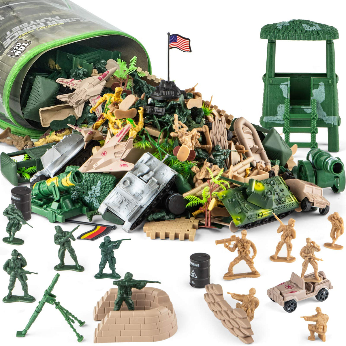 Divwa Army figures: commander and combatants for imaginative battle play.