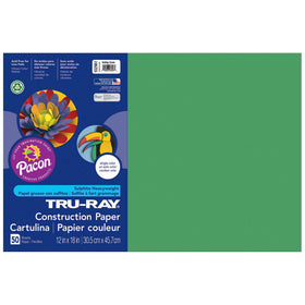 Holiday Green Tru-Ray paper, fade-resistant for long-lasting classroom projects.