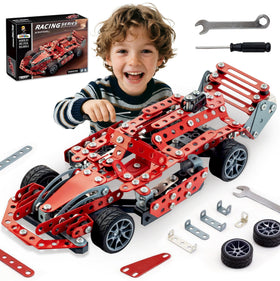 DIYBee metal model car kit front view showing sturdy chassis for display and realism