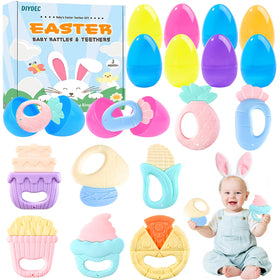 DIYDEC Easter eggs teether pack with varied textures to soothe gums.