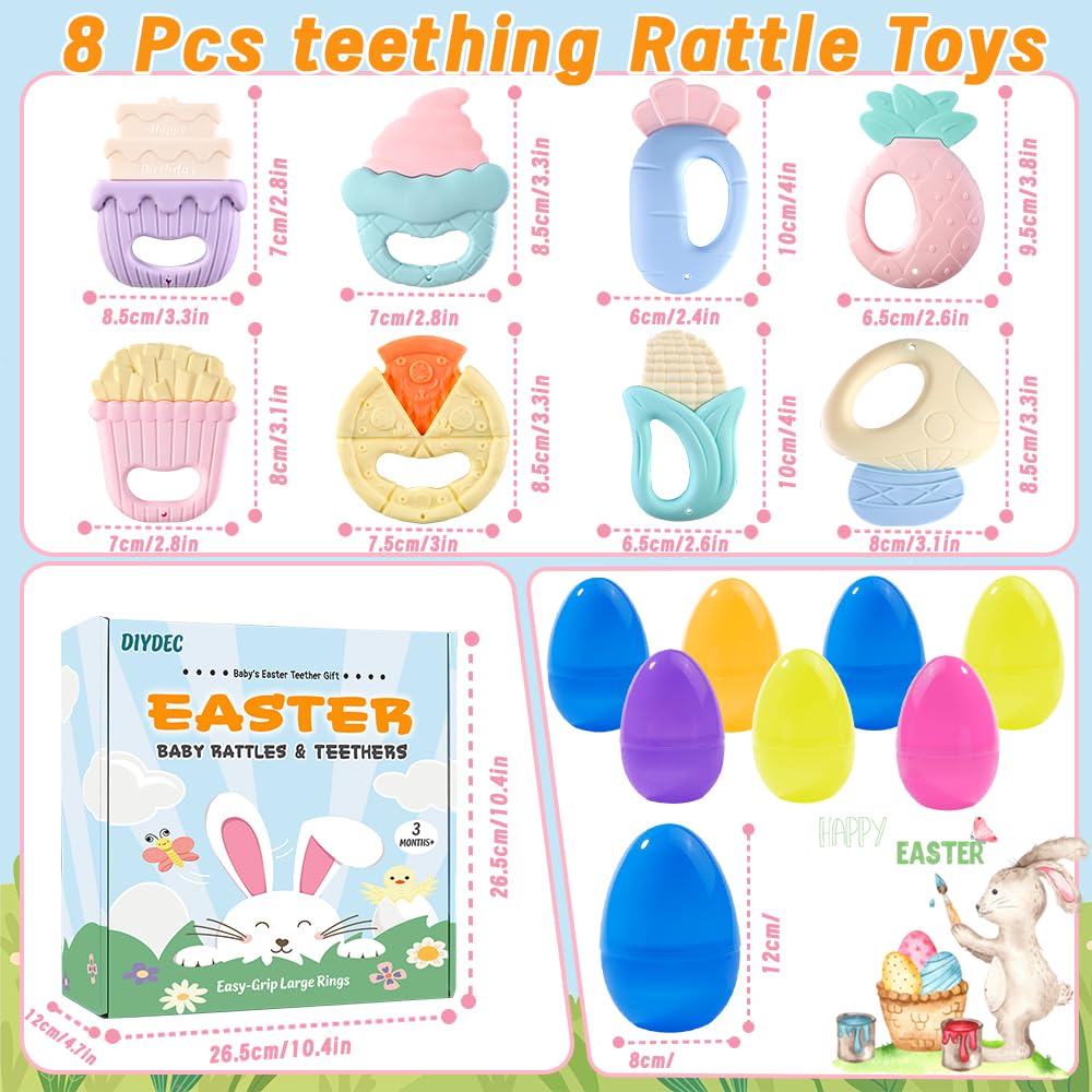 DIYDEC baby rattles in Easter eggs provide engaging sounds for early hearing.