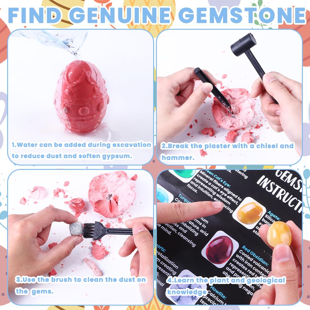 DIYDEC Easter gemstones inside eggs reveal real treasures for budding geologists.