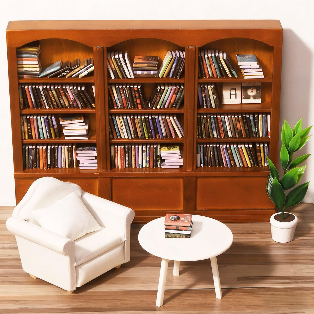 DIYDEC Mini Bookshelf large shelf for an organized desk display.