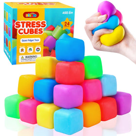 DIYDEC stress cubes in vibrant colors held in hand for stress relief.