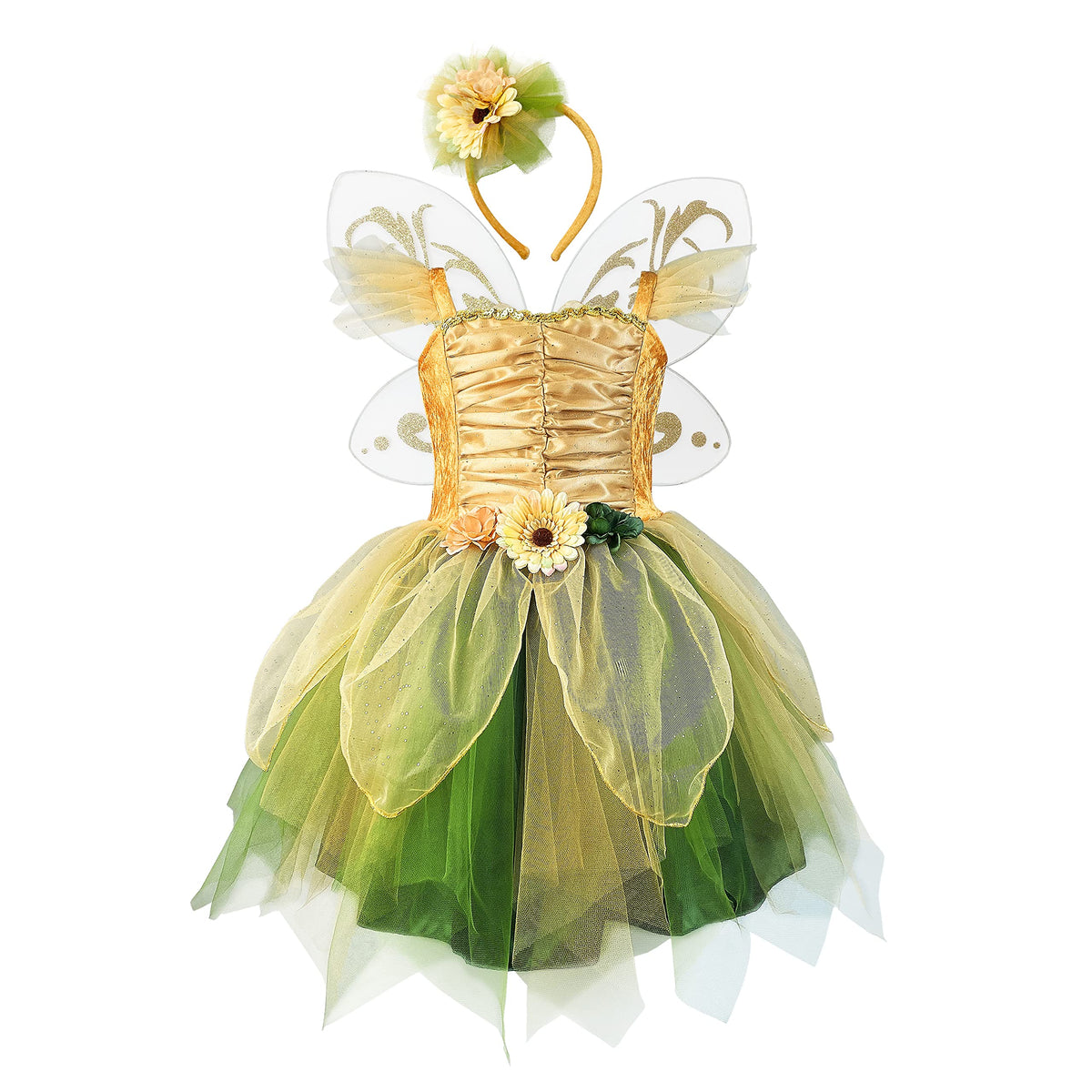 DJDLPARTY fairy dress in green tutu for magical photos and dress-up.