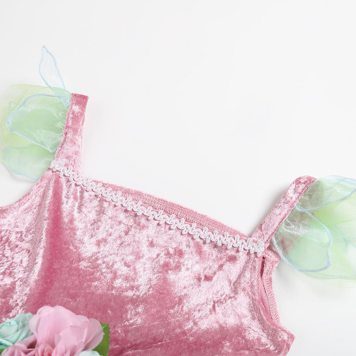 DJDLPARTY Forest Fairy costume laid out for easy sizing