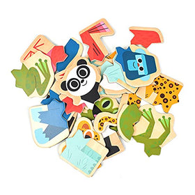 DJECO Mix & Match Animal Magnets with 24 interchangeable pieces spark open-ended creativity.