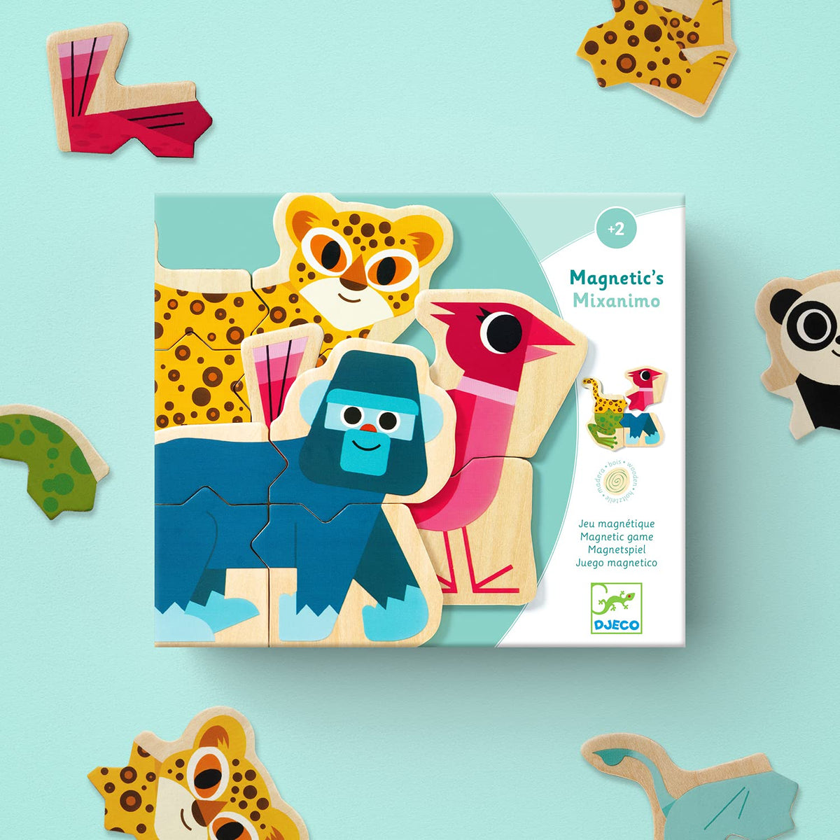 DJECO Mix & Match Animal Magnets: durable wooden construction withstands repeated play.