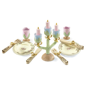 DJECO Princesses Dishes set with candelabra for imaginative tea party play