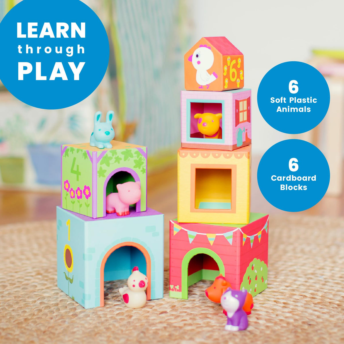 DJECO Topanifarm animal pieces add friendly characters to storytelling sessions.