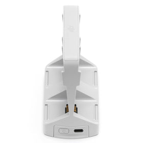 DJI 65W Portable Charger connected to hub enabling parallel charging of two batteries.