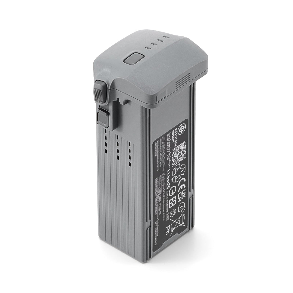DJI Air 3 Intelligent Flight Battery charging port image demonstrates quick swap capability.