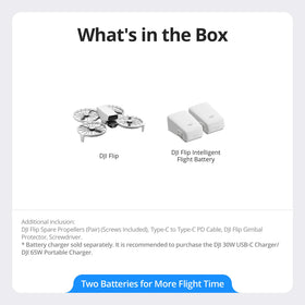 DJI Flip dual batteries extend flight time for longer sessions.