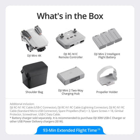 DJI Mini 4K includes three batteries for longer outdoor shooting sessions.