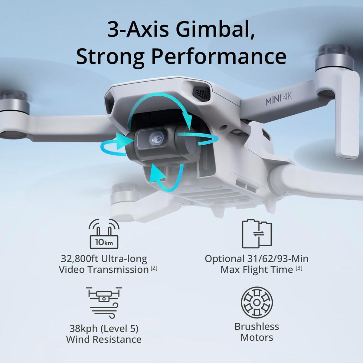 DJI Mini 4K under 249 g design is portable and easy to carry.