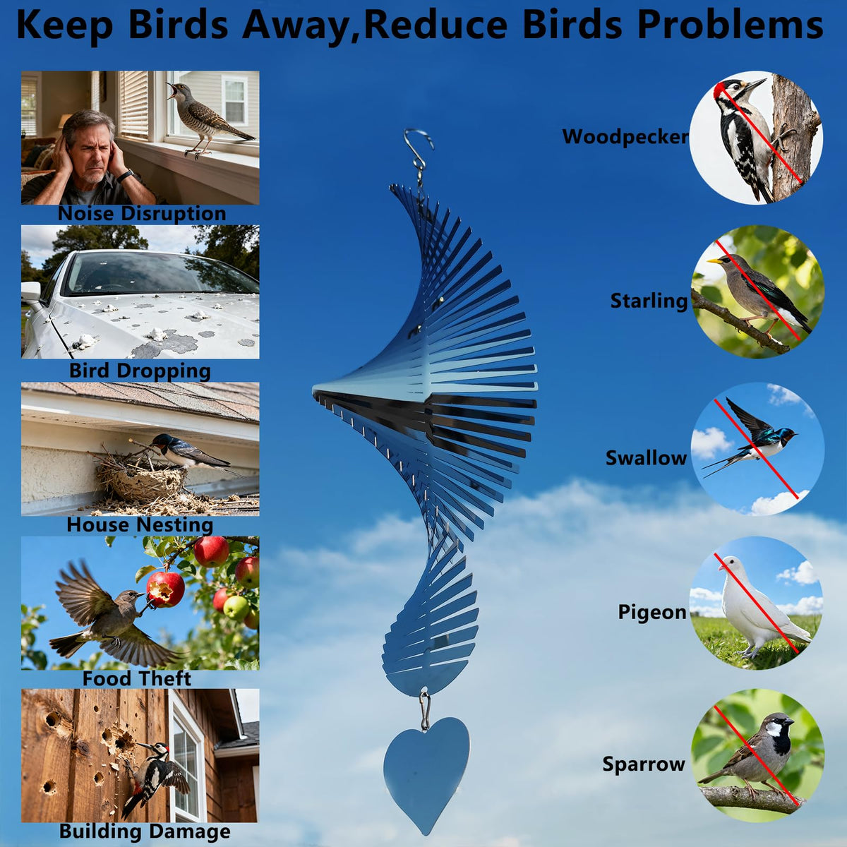 DJUAN Bird Deterren outdoor display enhances garden aesthetics with reflective motion