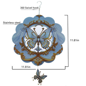 DJUAN Butterfly Wind Spinner metal-detail highlights laser-cut edges and 3D depth in bright sunlight.