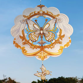DJUAN Butterfly Wind Spinner hangs from a hook to elevate yard ambiance with color and motion.