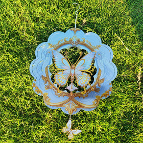 DJUAN Butterfly Wind Spinner weather-resistant finish keeps colors vivid through seasons and wind.