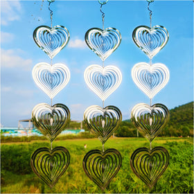 DJUAN Heart Wind Spinner Disc spins in sun to deter birds.