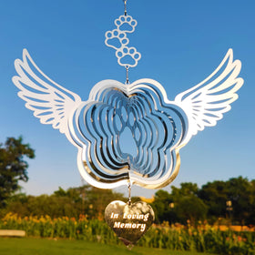 DJUAN pet memorial wind spinner angel wings—shimmering garden remembrance.