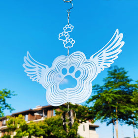 DJUAN pet memorial wind spinner paw print—spins softly for outdoor or window remembrance.