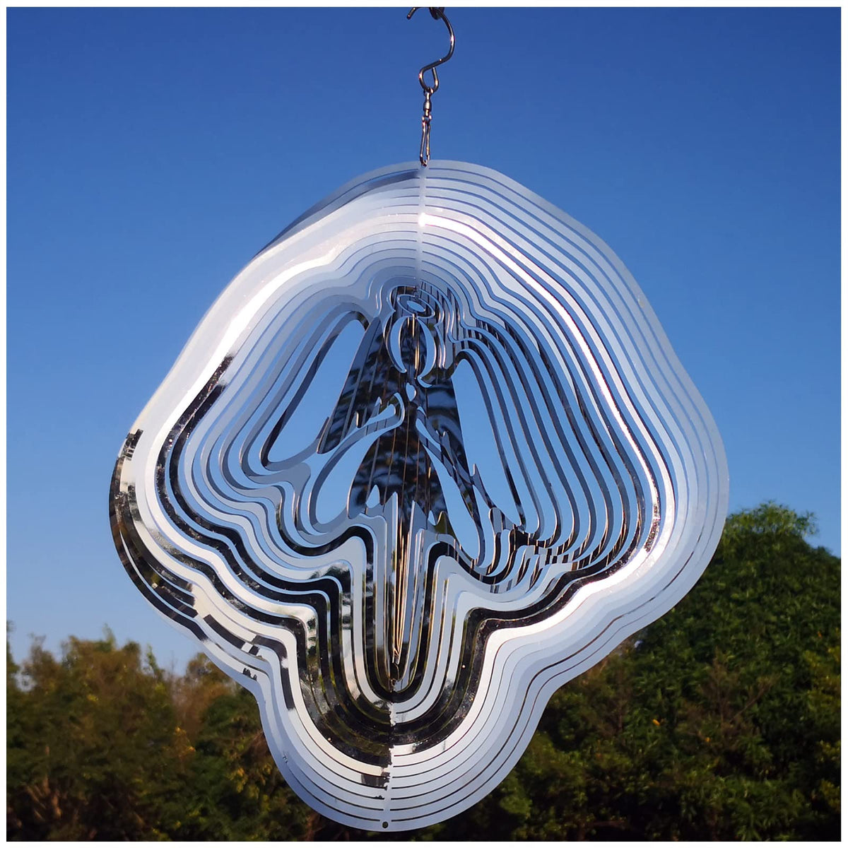 DJUAN reflective angel wind spinner in breeze adds sparkle