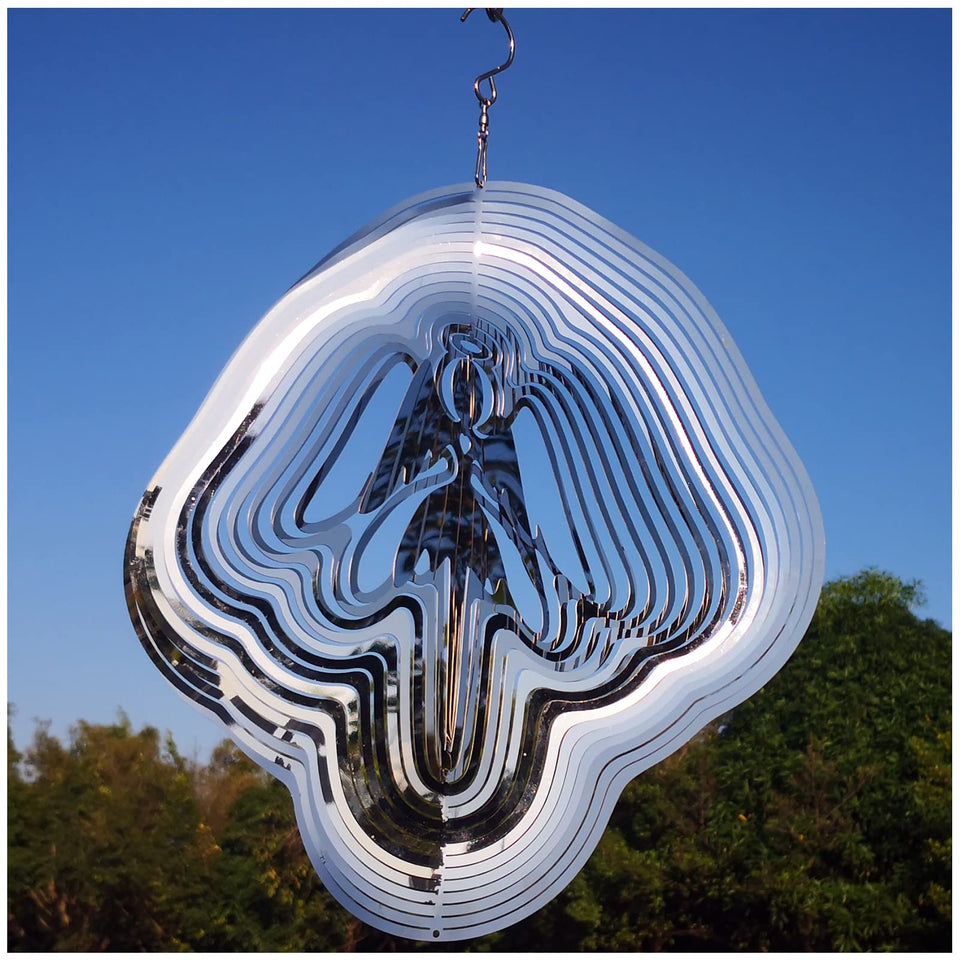DJUAN reflective angel wind spinner in breeze adds sparkle