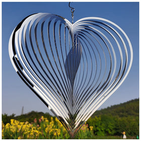 DJUAN silver heart wind spinner 12-inch for yard decor spins in breeze