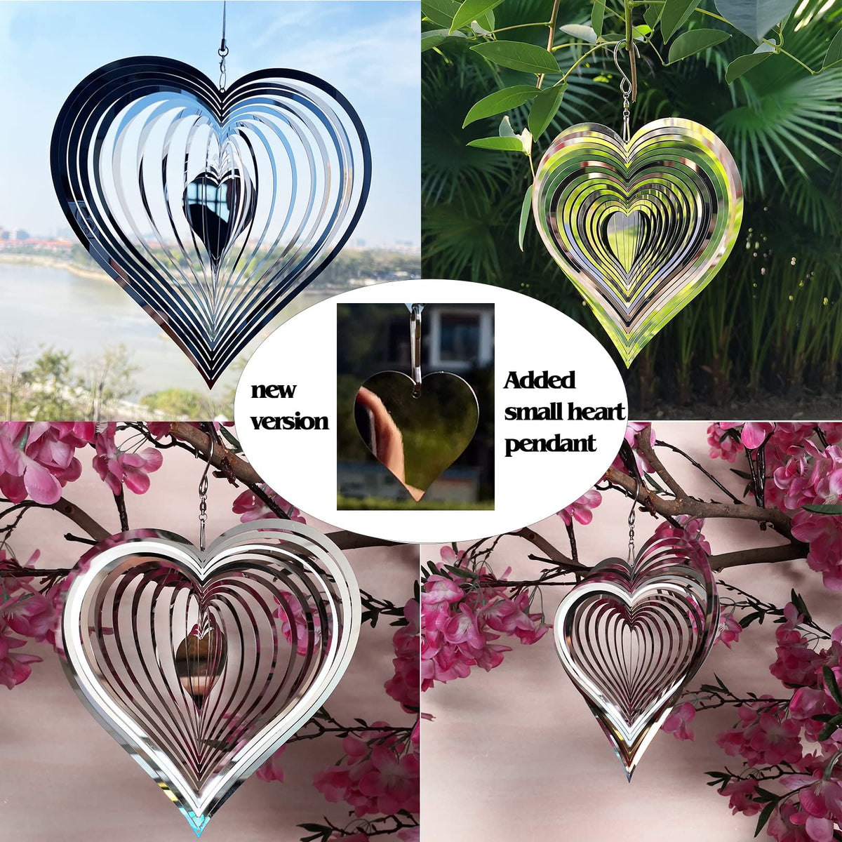 DJUAN heart shaped wind spinner ideal yard gift for nature lovers